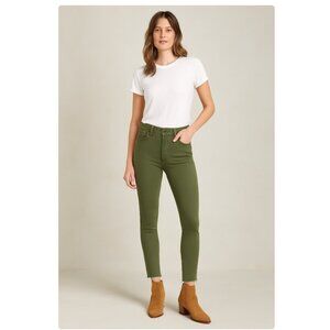 Mother High Waisted Looker Ankle Fray Military Green Jeans Size 30